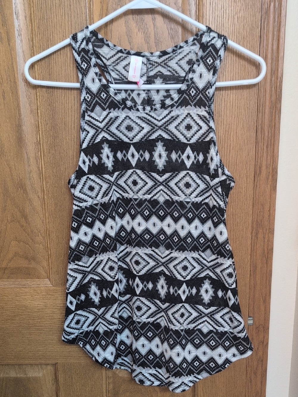 No Boundaries Black & White Aztec Pattern Racerback Tank